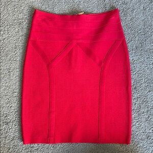 Bebe Red Ribbed Mini Pencil Skirt Cocktail